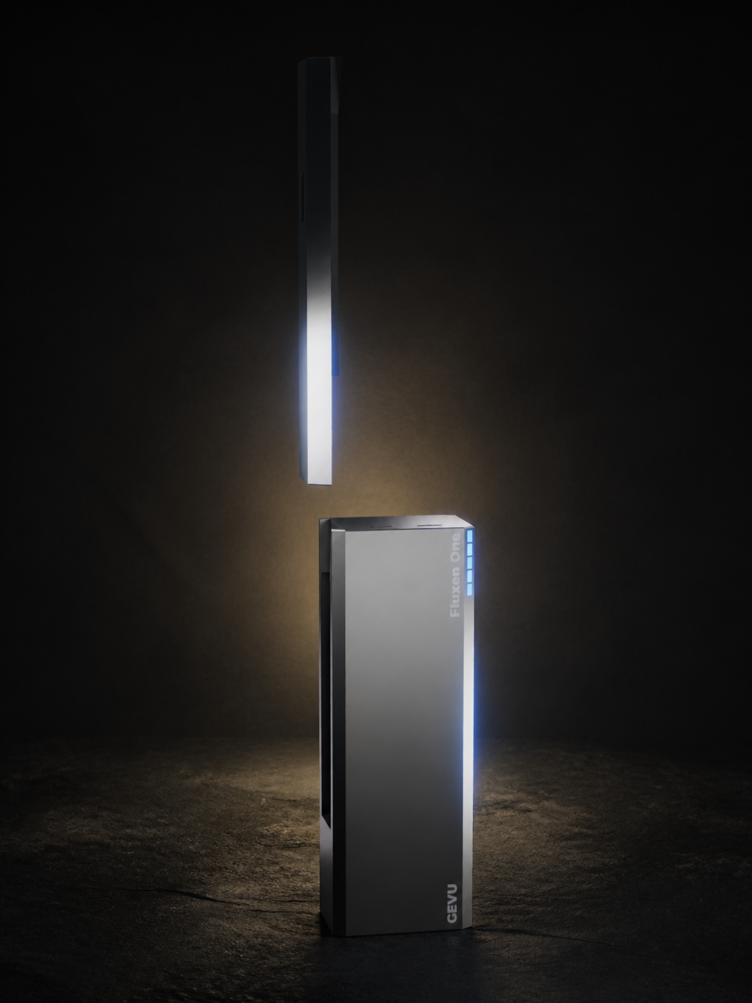 A module lifted clear of the FLUXEN ONE body